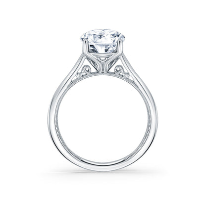 Wide Classic Filigree Milgrain Solitaire Engagement Ring