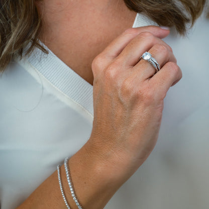 Thin Classic Diamond Twist Engagement Ring