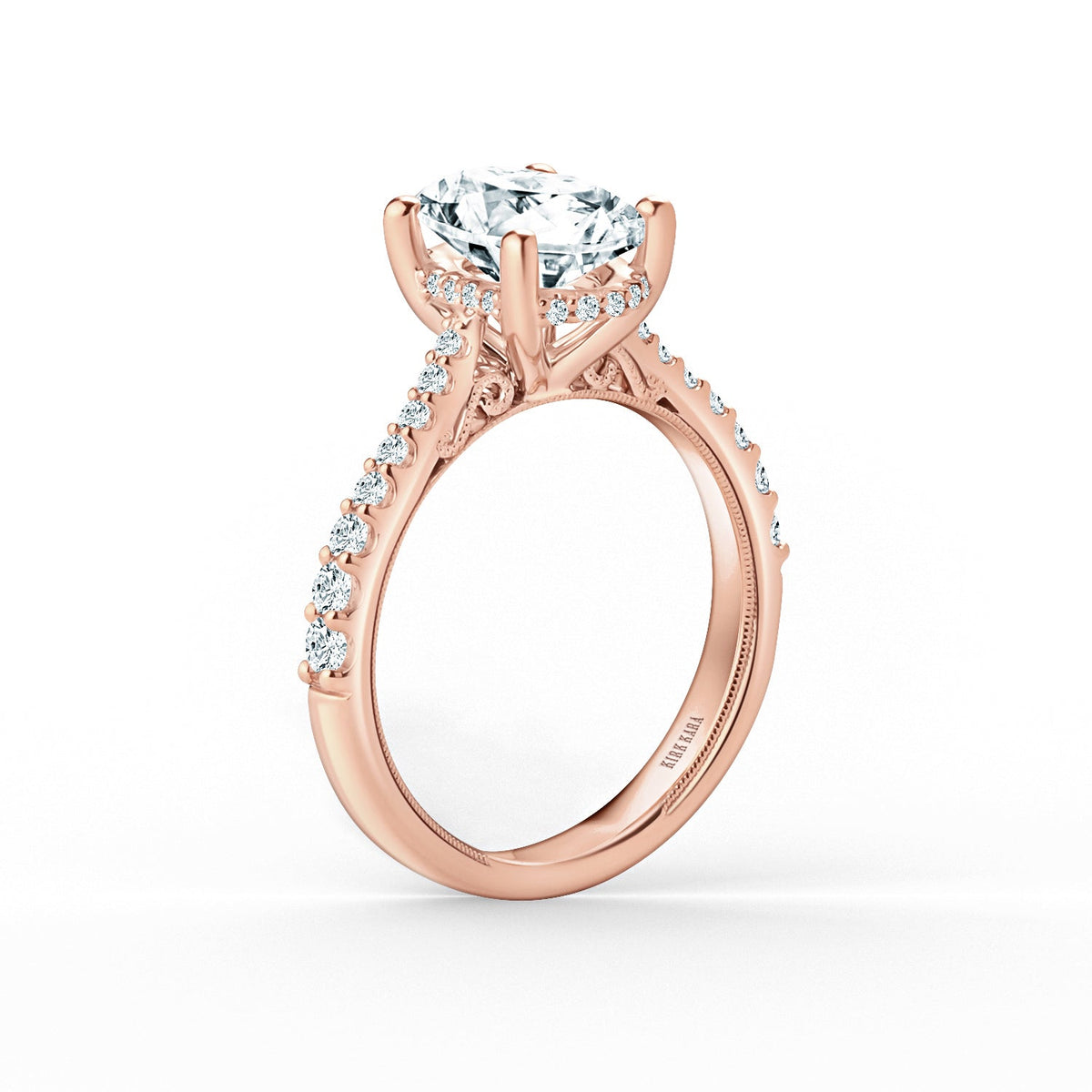 Wide Hidden Halo Classic Solitaire Engagement Ring