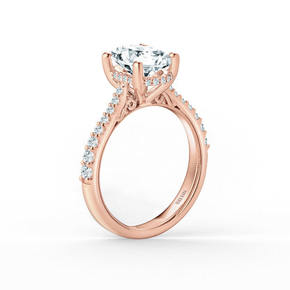 Wide Hidden Halo Classic Solitaire Engagement Ring