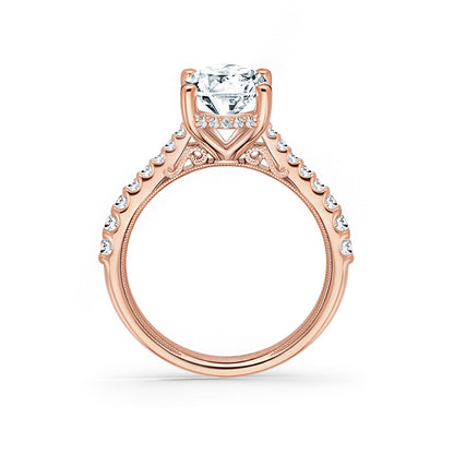 Wide Hidden Halo Classic Solitaire Engagement Ring