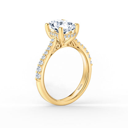 Wide Hidden Halo Classic Solitaire Engagement Ring