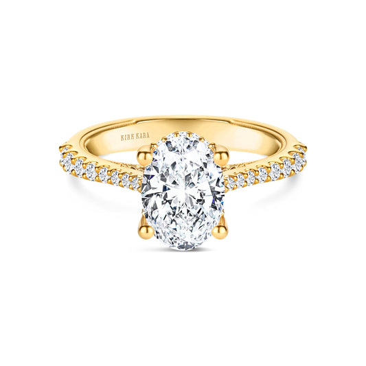 Wide Hidden Halo Classic Solitaire Engagement Ring