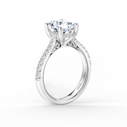 Wide Hidden Halo Classic Solitaire Engagement Ring