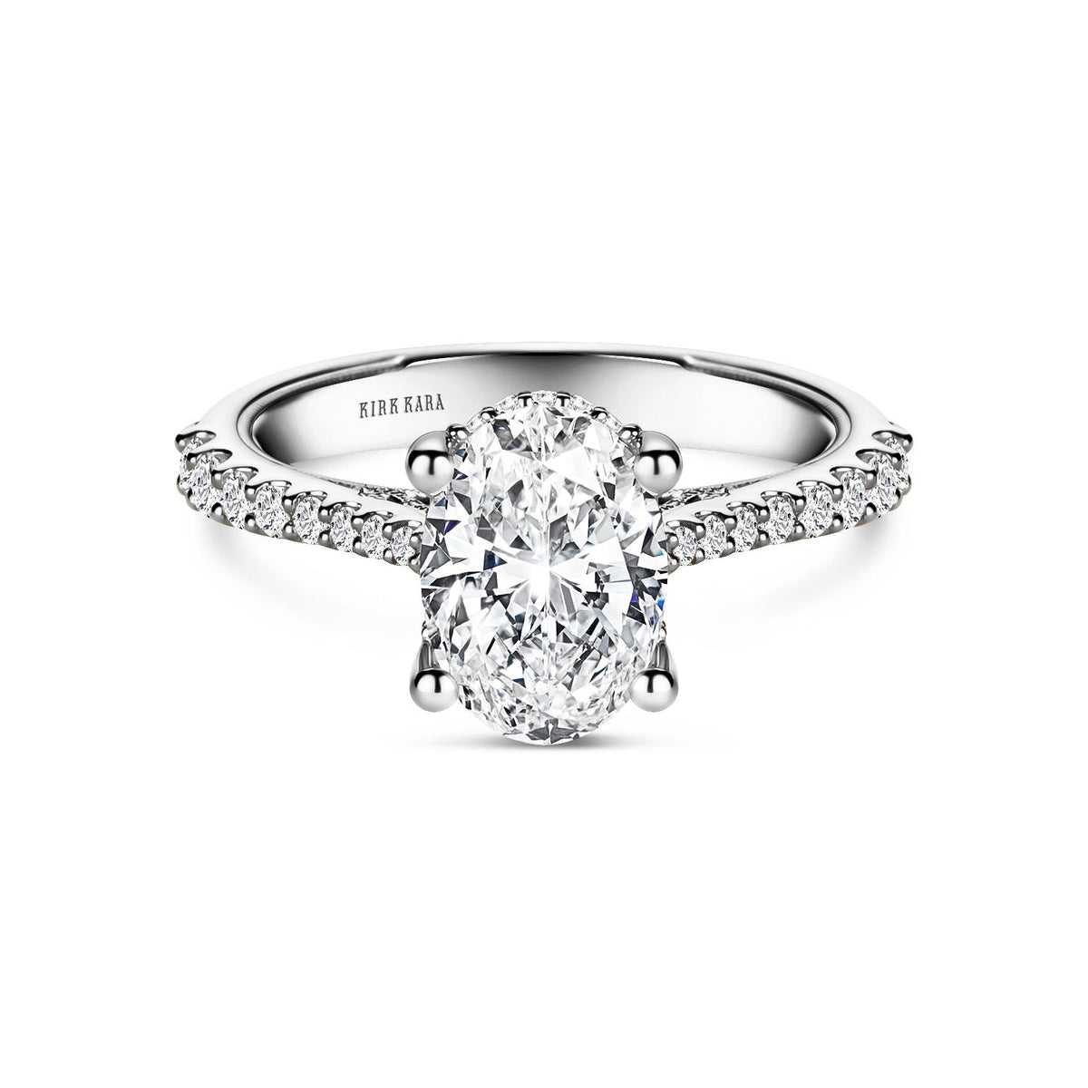 Wide Hidden Halo Classic Solitaire Engagement Ring