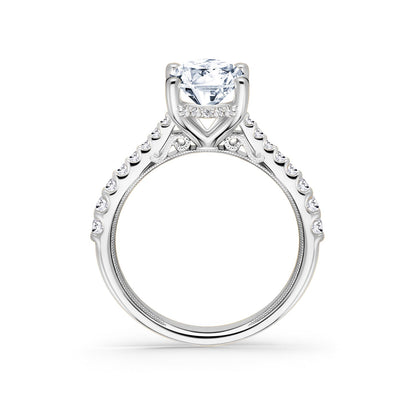 Wide Hidden Halo Classic Solitaire Engagement Ring