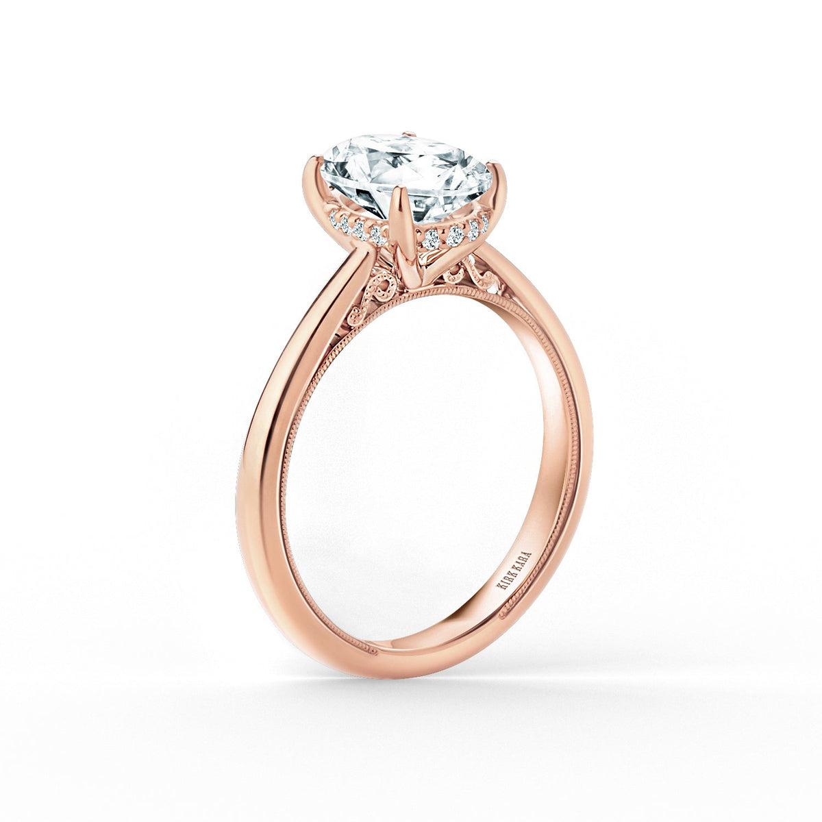 Wide Hidden Halo Classic Solitaire Engagement Ring