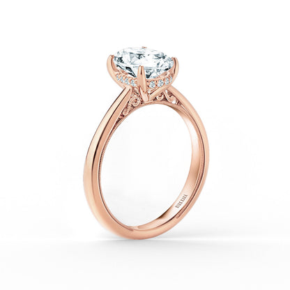 Wide Hidden Halo Classic Solitaire Engagement Ring