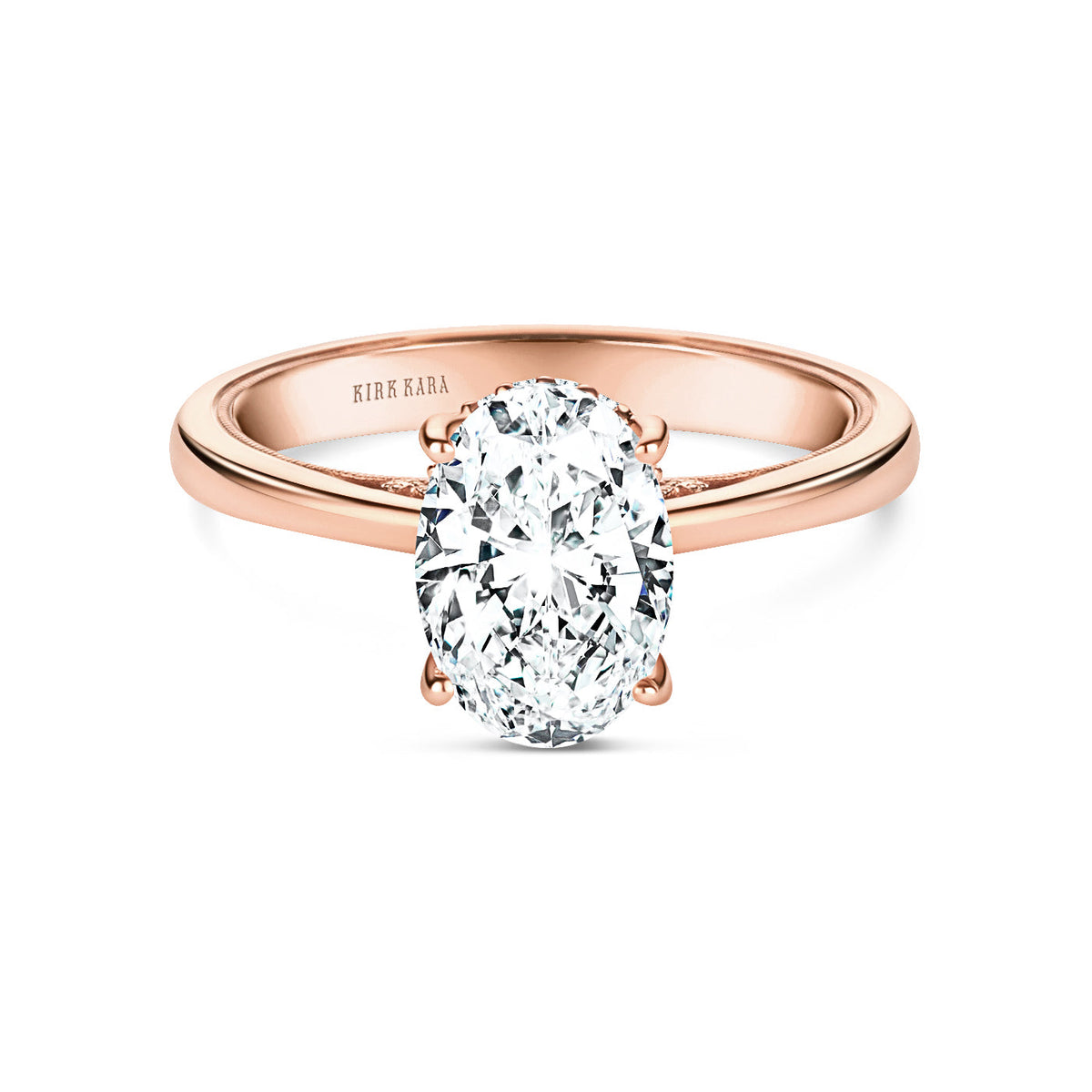 Wide Hidden Halo Classic Solitaire Engagement Ring