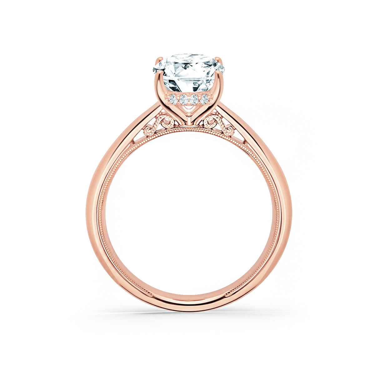 Wide Hidden Halo Classic Solitaire Engagement Ring