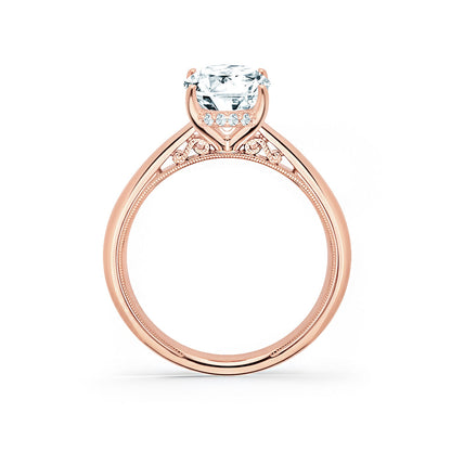 Wide Hidden Halo Classic Solitaire Engagement Ring
