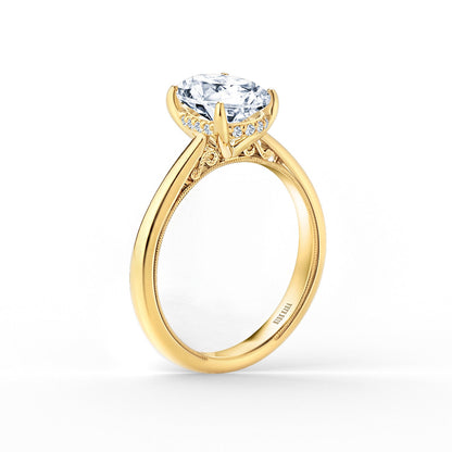 Wide Hidden Halo Classic Solitaire Engagement Ring