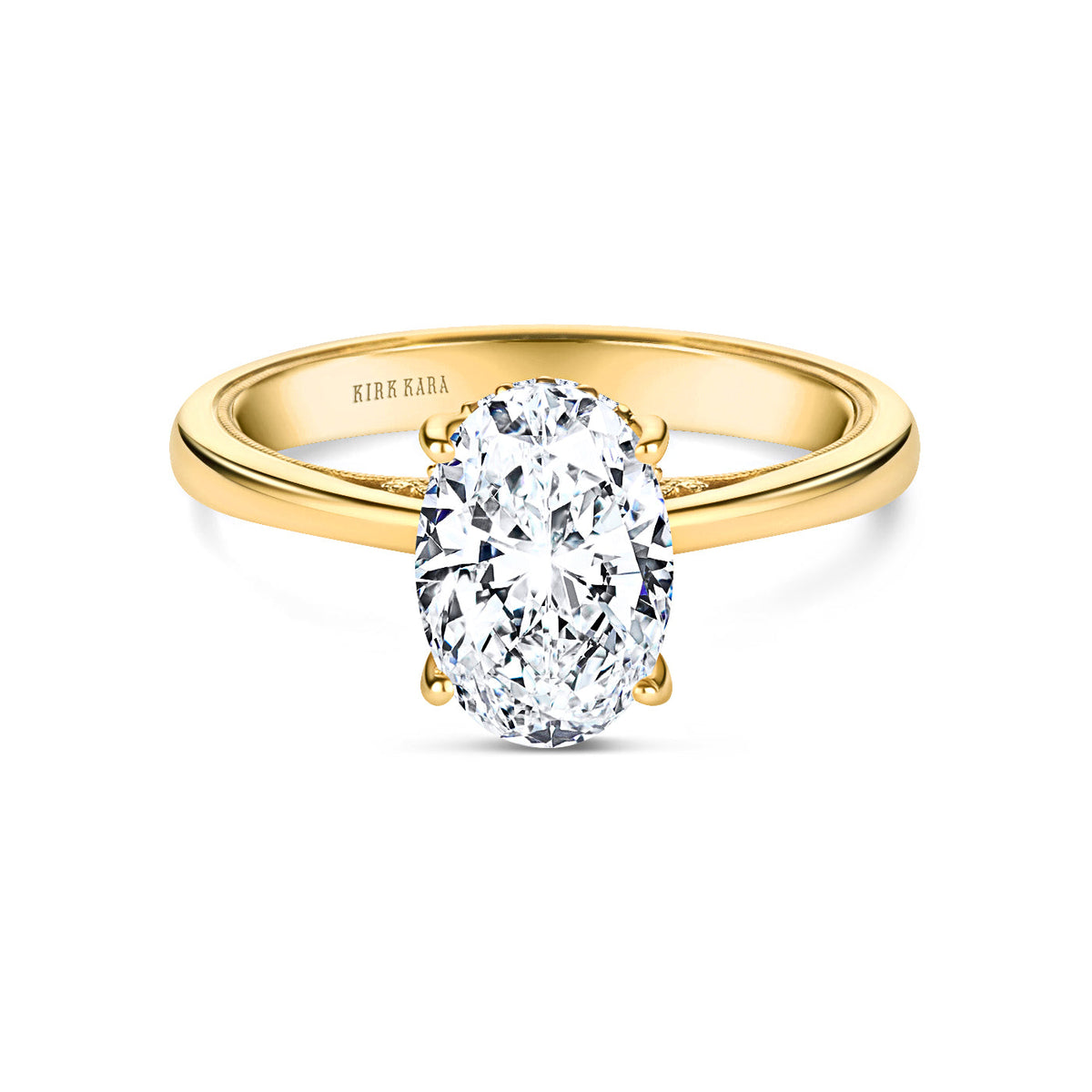 Wide Hidden Halo Classic Solitaire Engagement Ring