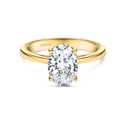 Wide Hidden Halo Classic Solitaire Engagement Ring