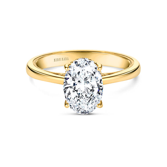 Wide Hidden Halo Classic Solitaire Engagement Ring