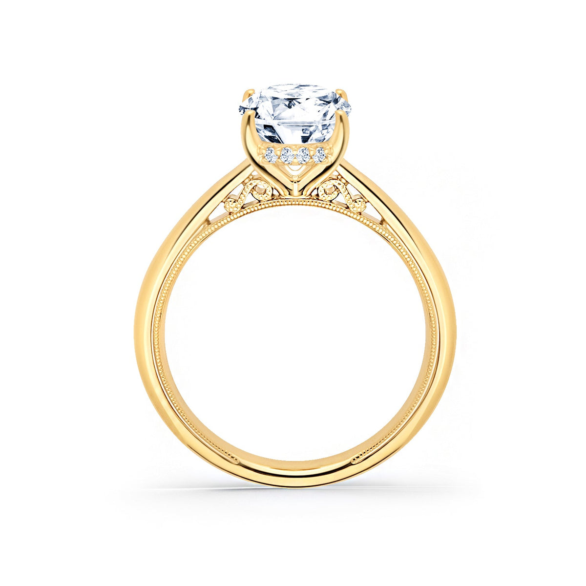 Wide Hidden Halo Classic Solitaire Engagement Ring