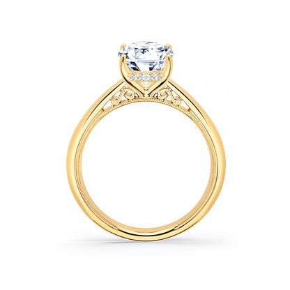Wide Hidden Halo Classic Solitaire Engagement Ring