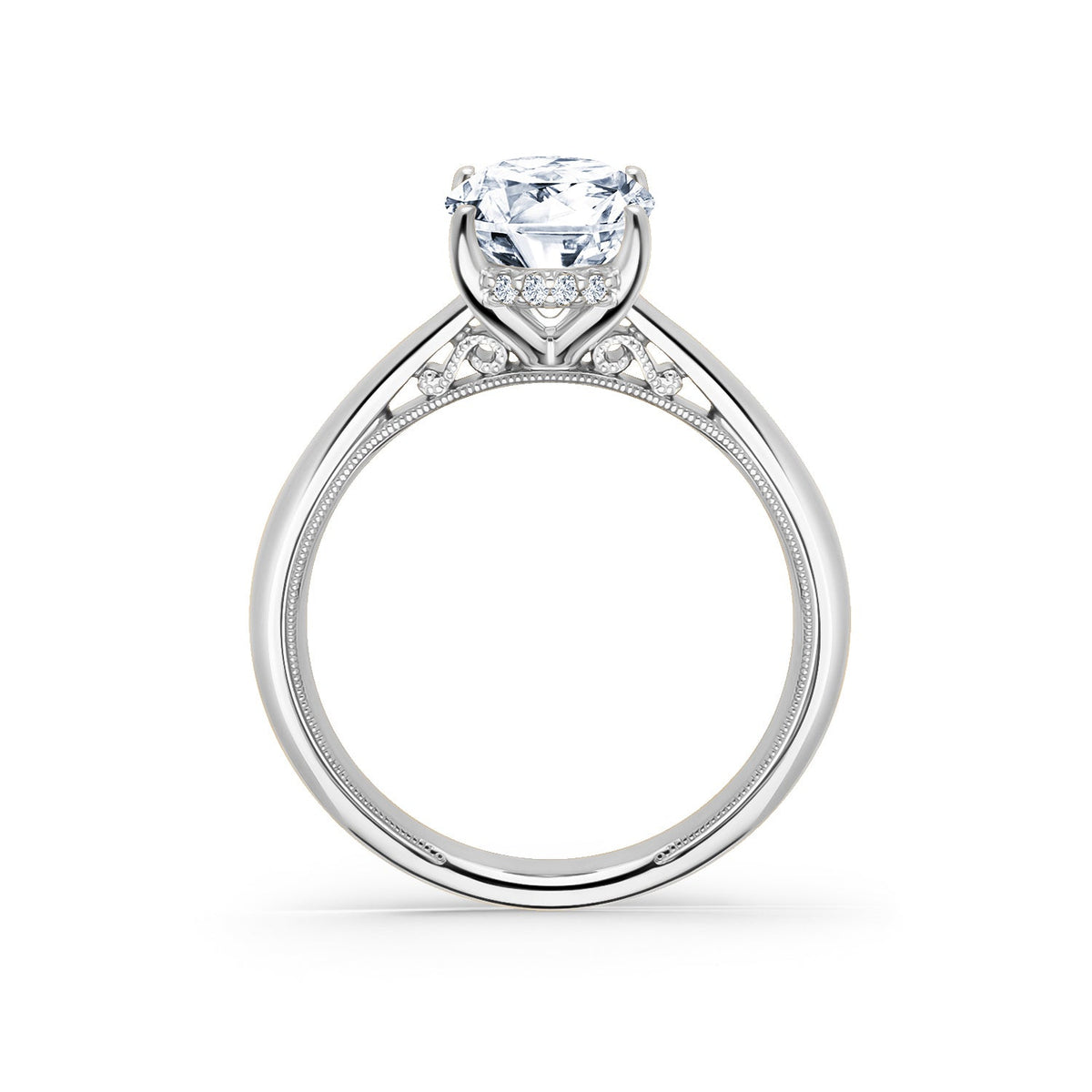 Wide Hidden Halo Classic Solitaire Engagement Ring