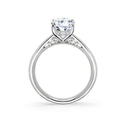 Wide Hidden Halo Classic Solitaire Engagement Ring