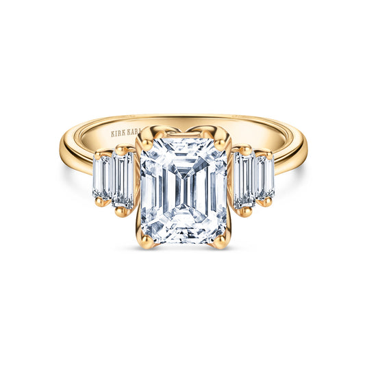 Wide Five Stone Baguette Side Stone Diamond Engagement Ring