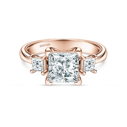Wide Three Stone Princess Side Stone Diamond Engagement Ring