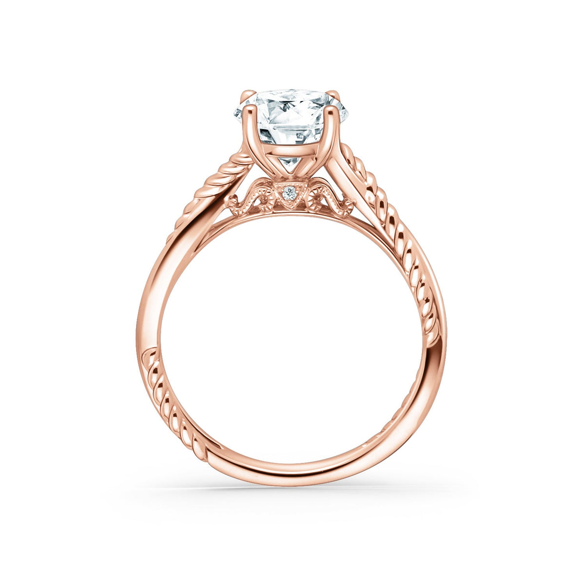 Rope Twist Channel Diamond Engagement Ring