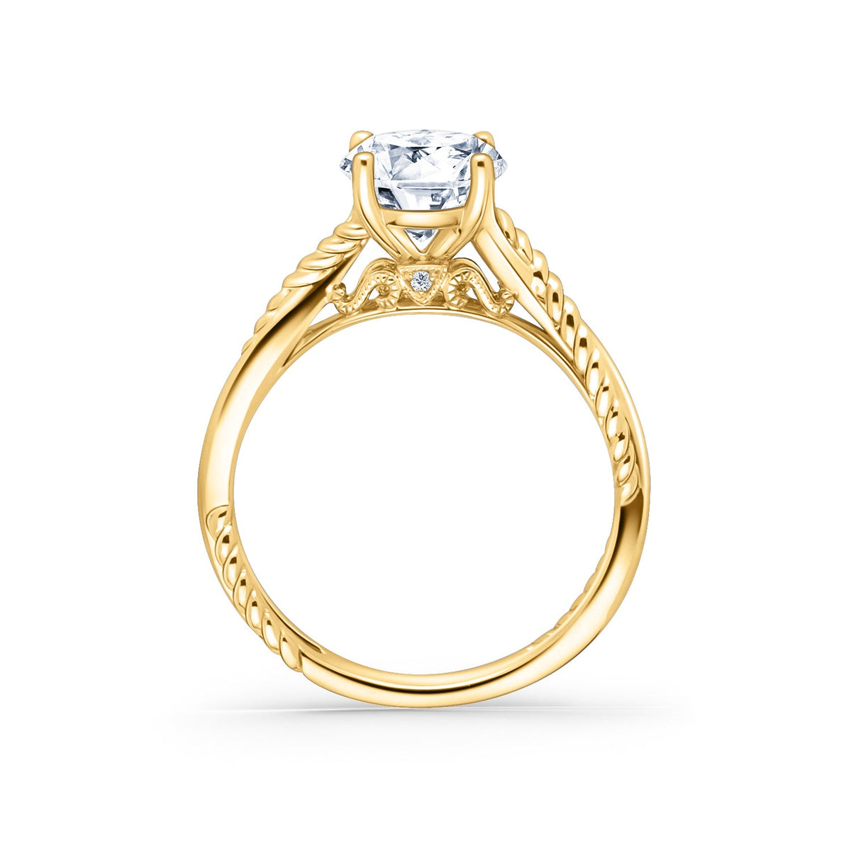 Rope Twist Channel Diamond Engagement Ring