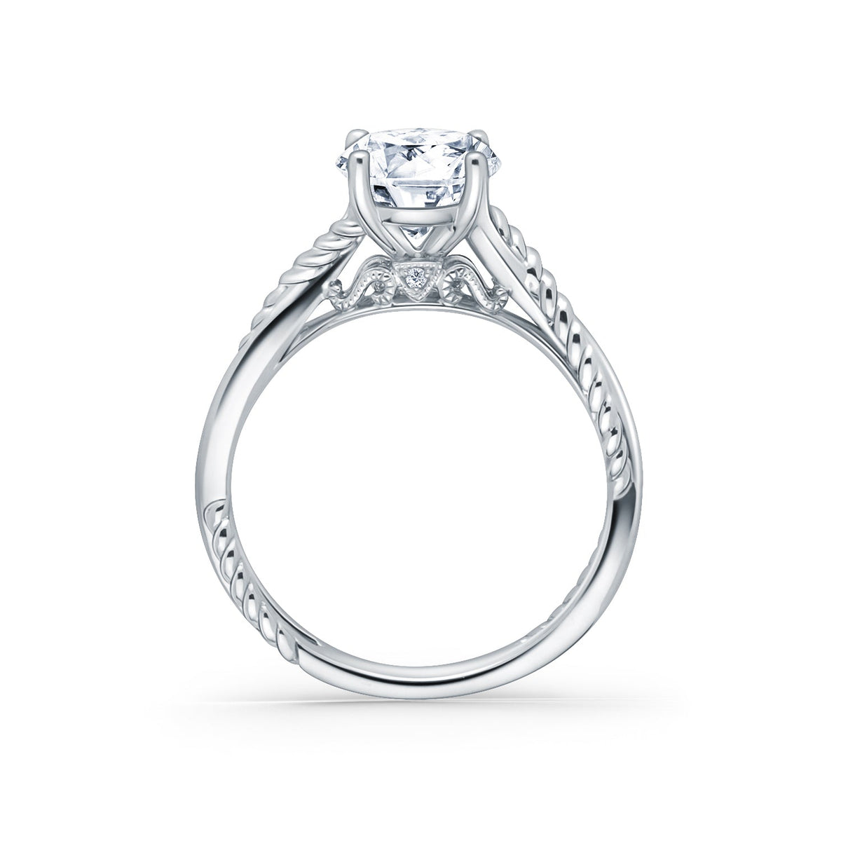 Rope Twist Channel Diamond Engagement Ring