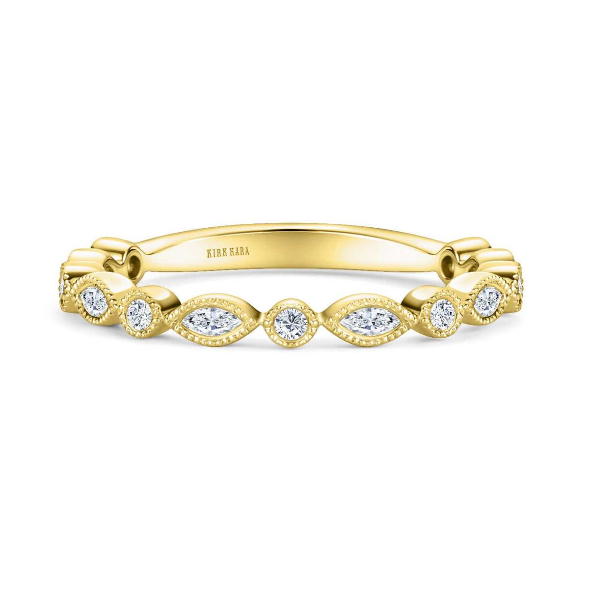 Marquise Round Boho Swirl Diamond Wedding Band