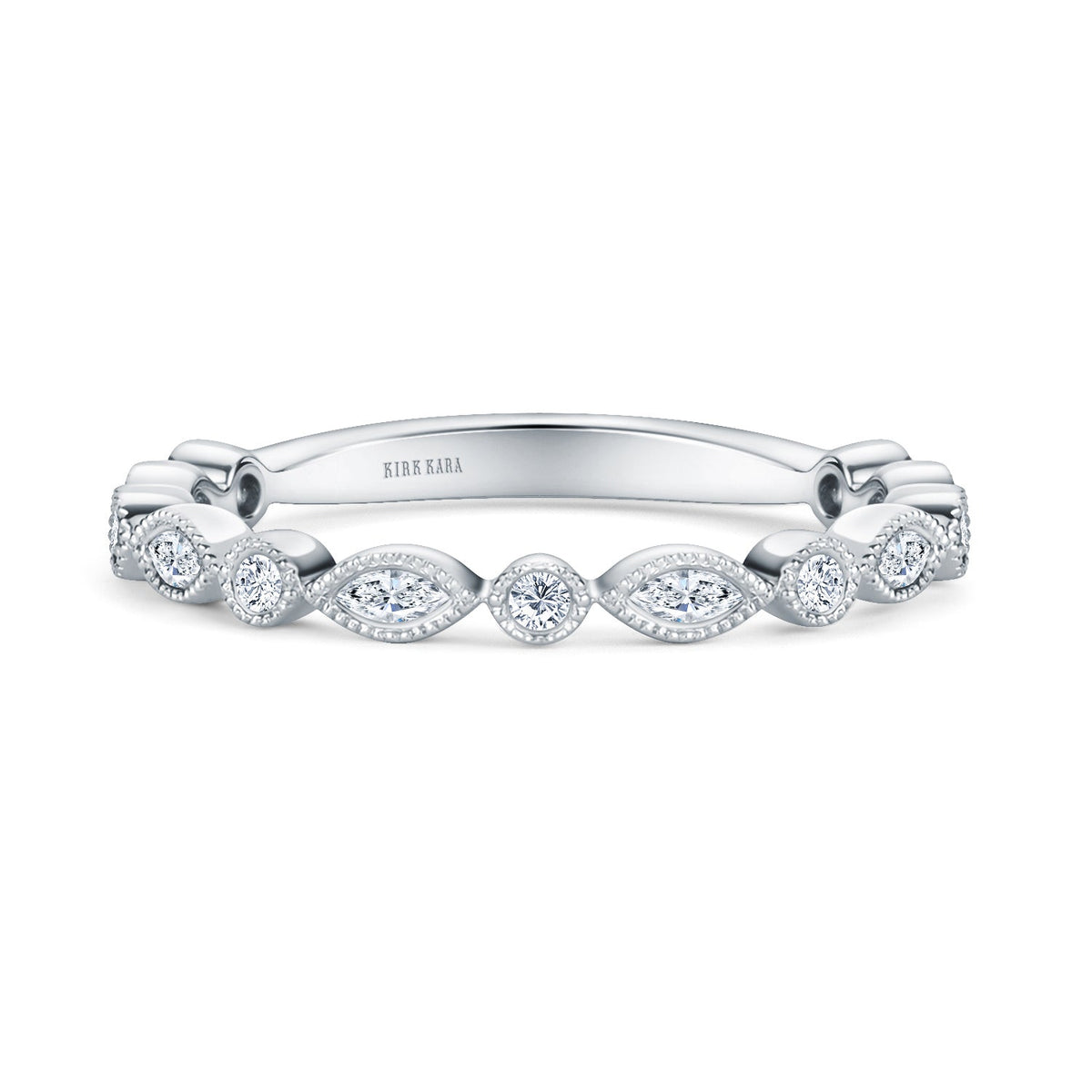 Marquise Round Boho Swirl Diamond Wedding Band