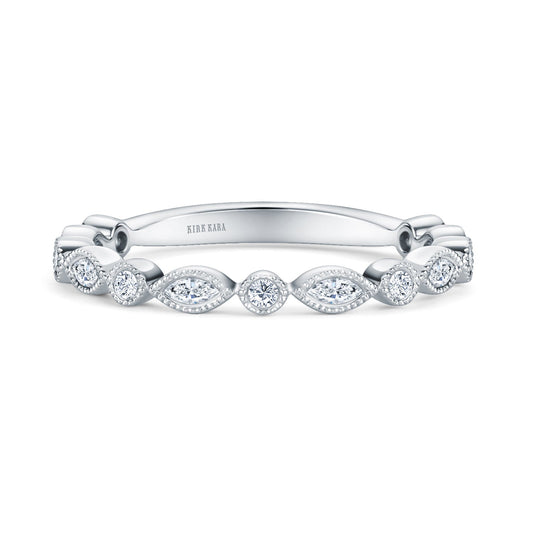 Marquise Round Boho Swirl Diamond Wedding Band
