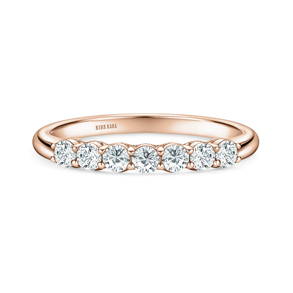 Prong Set Milgrain Round Diamond Wedding Band