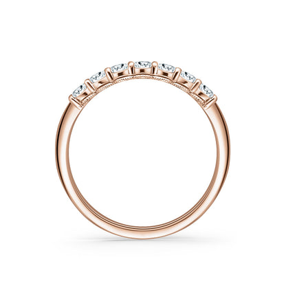 Prong Set Milgrain Round Diamond Wedding Band