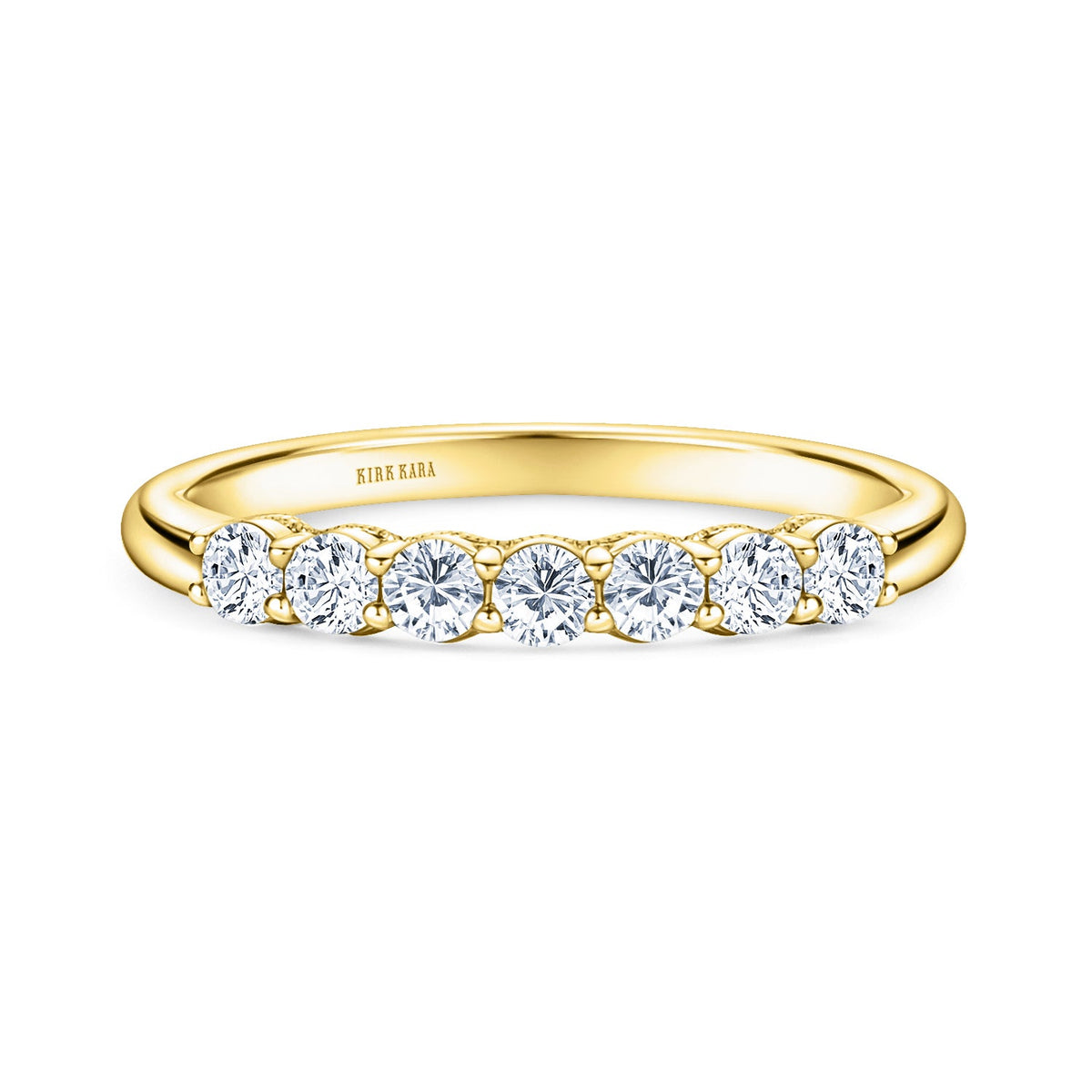 Prong Set Milgrain Round Diamond Wedding Band