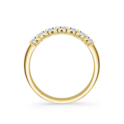 Prong Set Milgrain Round Diamond Wedding Band
