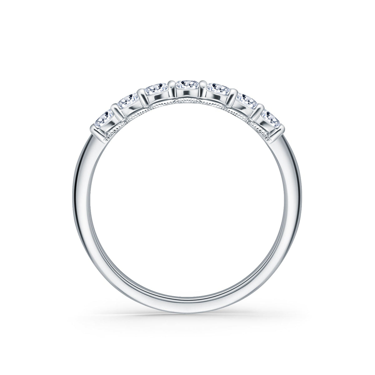 Prong Set Milgrain Round Diamond Wedding Band
