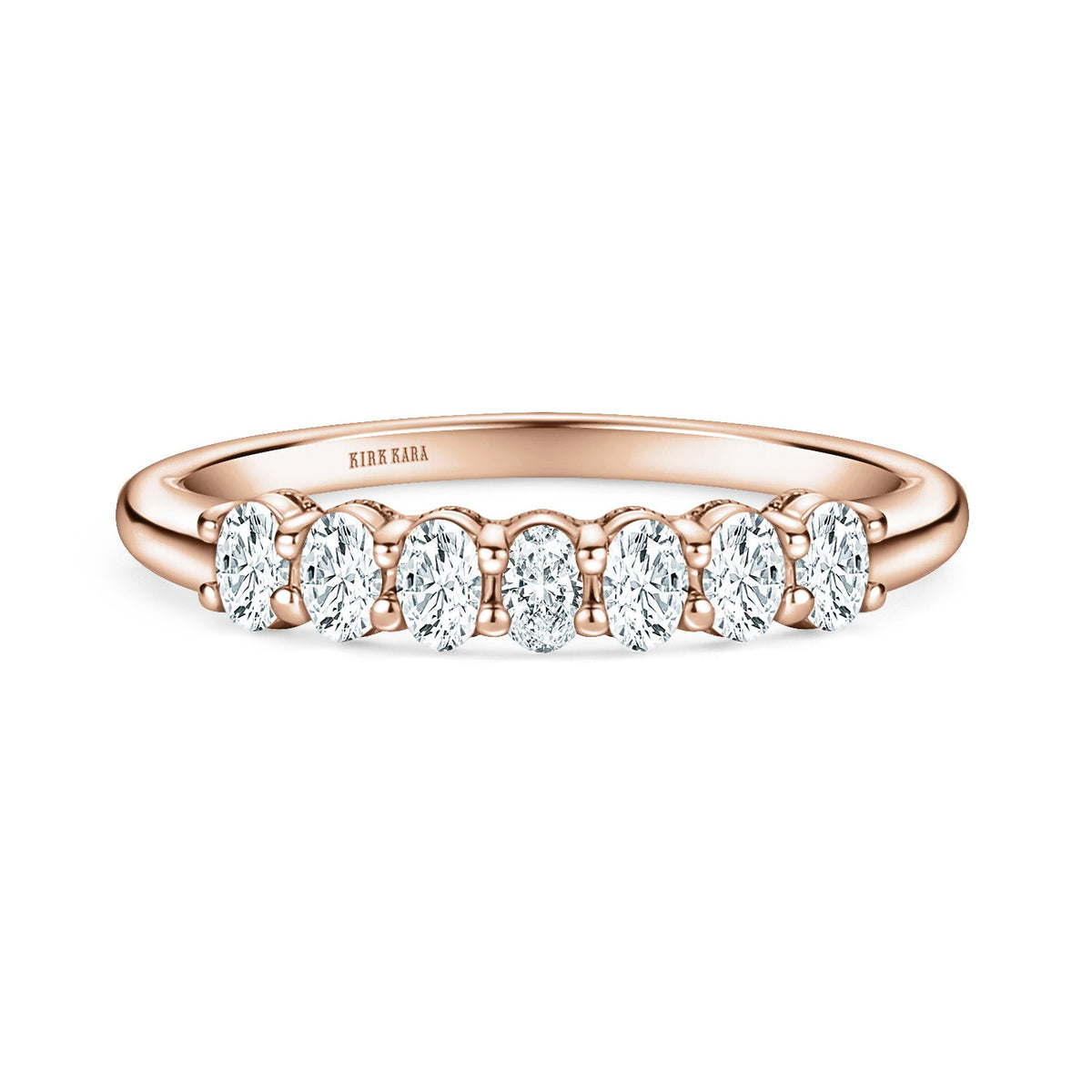 Prong Set Milgrain Oval Diamond Wedding Band