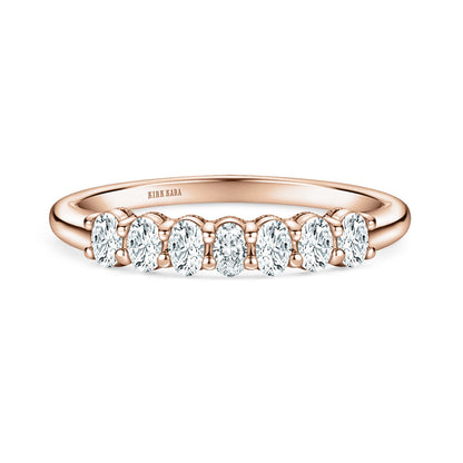 Prong Set Milgrain Oval Diamond Wedding Band
