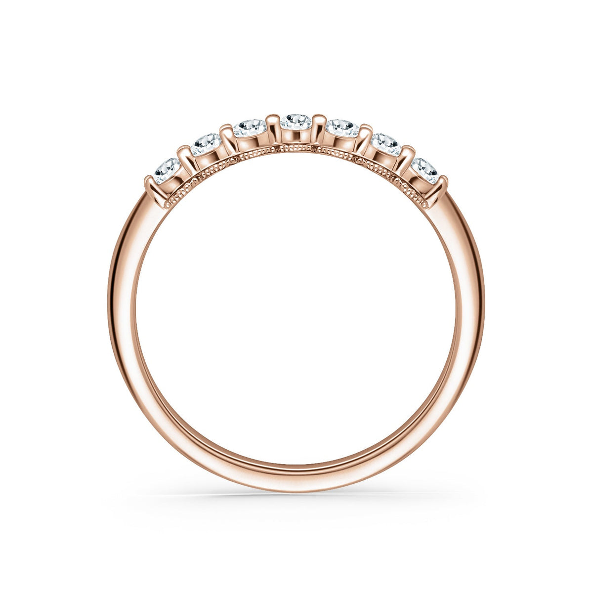Prong Set Milgrain Oval Diamond Wedding Band