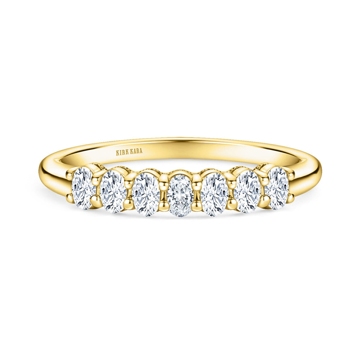 Prong Set Milgrain Oval Diamond Wedding Band