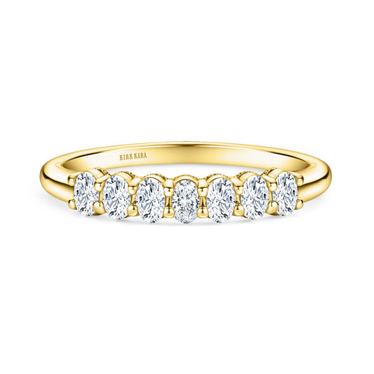 Prong Set Milgrain Oval Diamond Wedding Band
