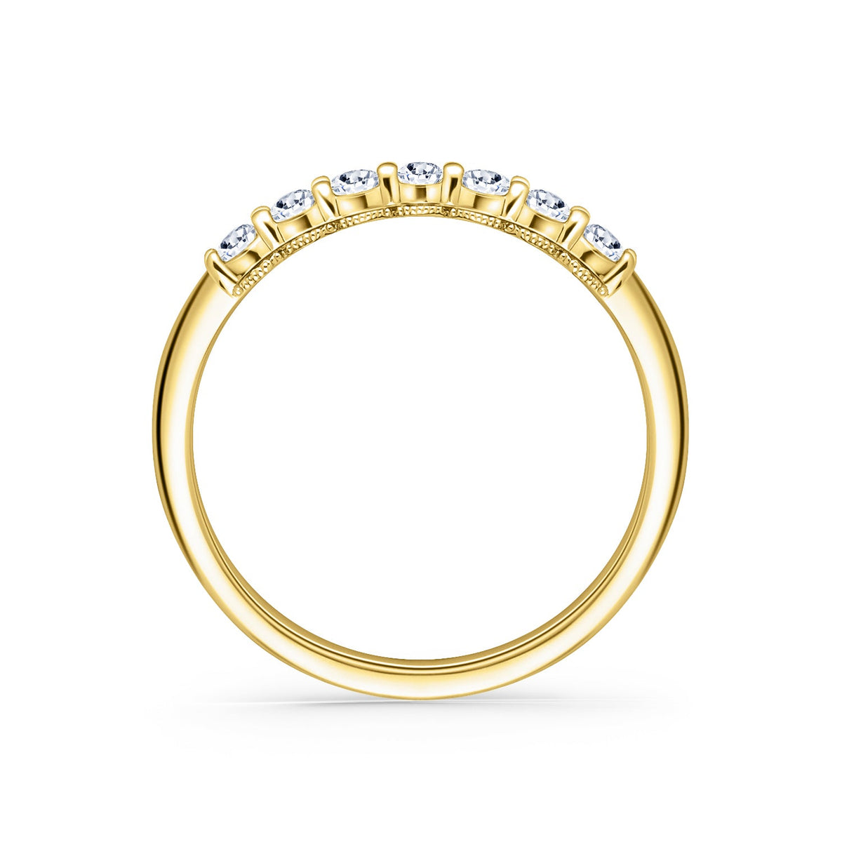 Prong Set Milgrain Oval Diamond Wedding Band