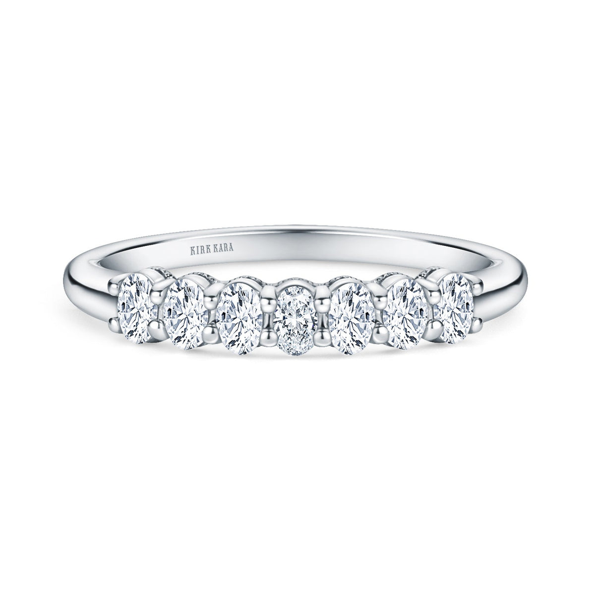 Prong Set Milgrain Oval Diamond Wedding Band