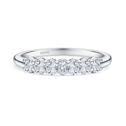 Prong Set Milgrain Oval Diamond Wedding Band