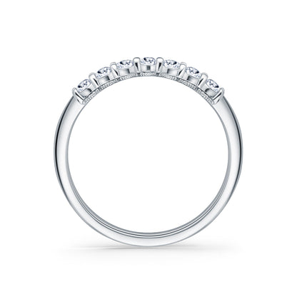 Prong Set Milgrain Oval Diamond Wedding Band
