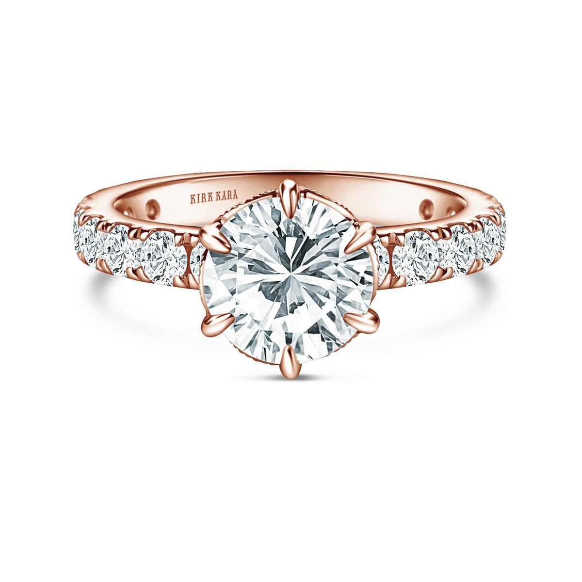 Milgrain Swirl 6 Prong Basket Wide Solitaire Diamond Engagement Ring