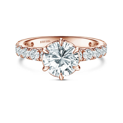 Milgrain Swirl 6 Prong Basket Wide Solitaire Diamond Engagement Ring