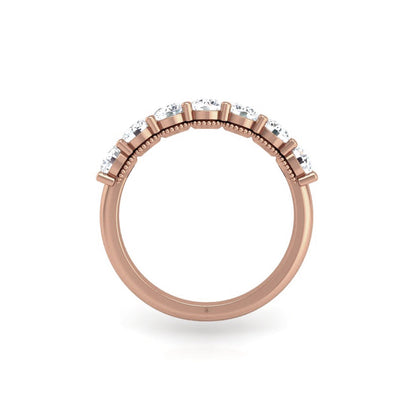 Prong Set Milgrain Round Diamond Wedding Band