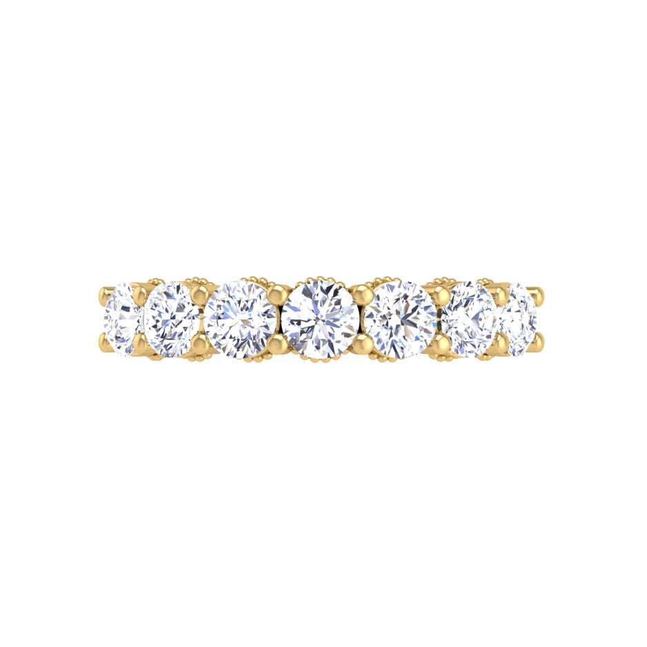 Prong Set Milgrain Round Diamond Wedding Band