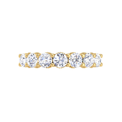 Prong Set Milgrain Round Diamond Wedding Band